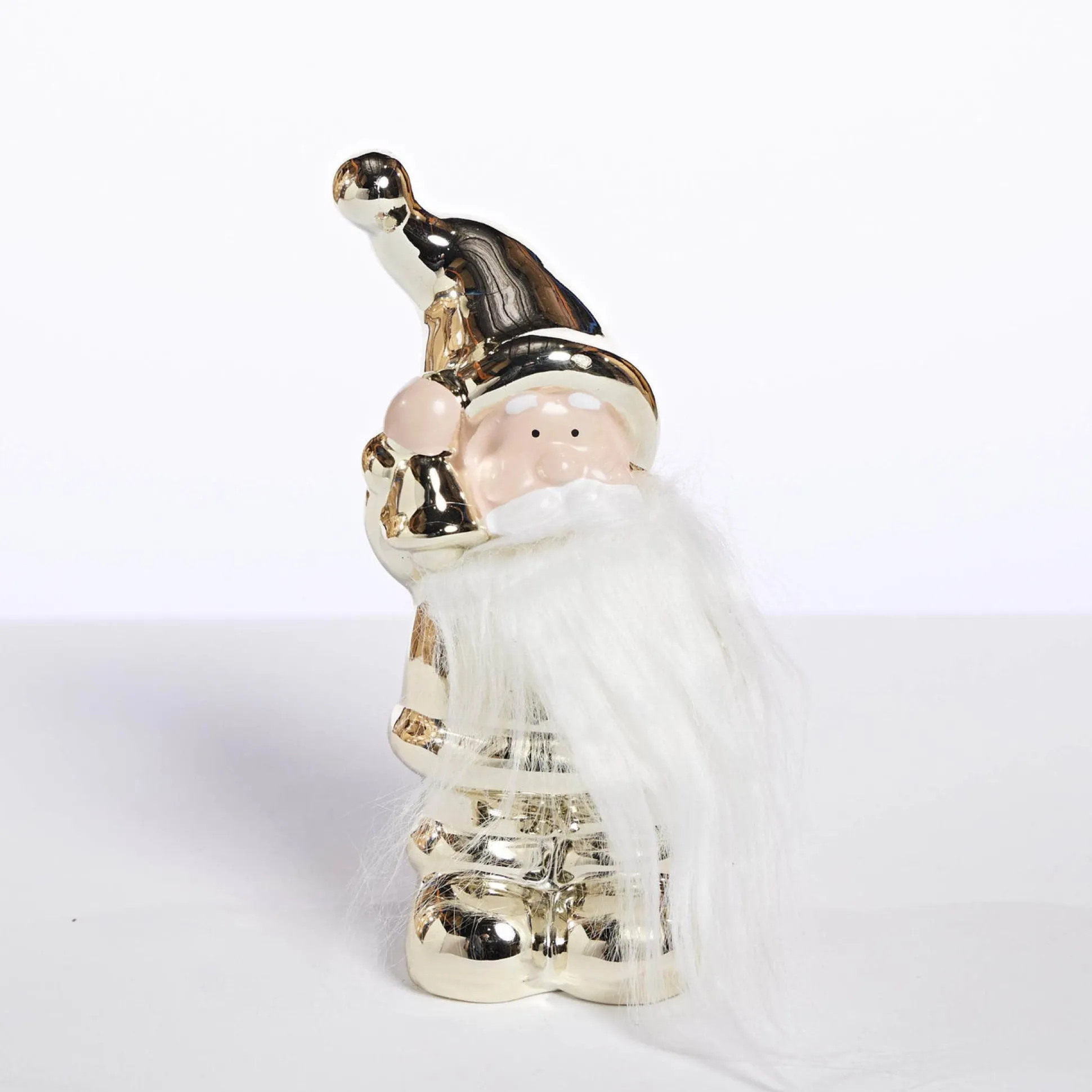 Porcelain Santa Gold With Bell
