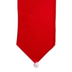 Red Fleece Christmas Table Runner With Pom Pom