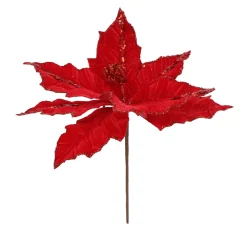 Red Mix Velvet Poinsettia Pick (30Cm)