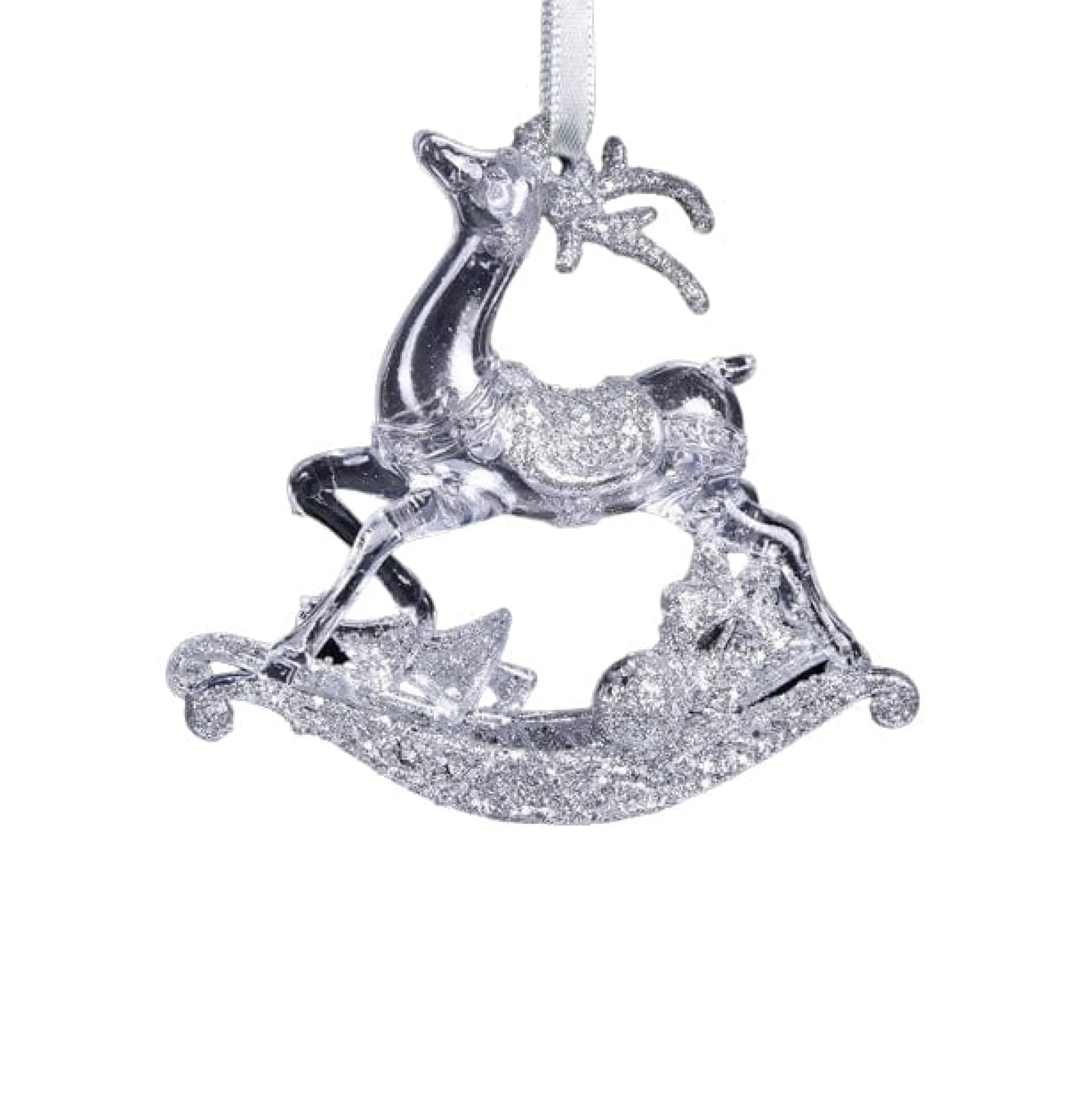 Rocking Horse Tree Ornament With Silver Finish (10Cm)
