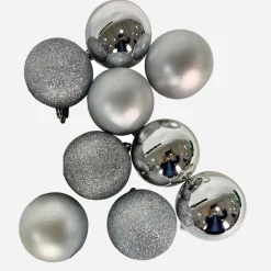Silver Baubles (8Cm)