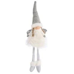 Silver Grey Fabric Angel Shelf Sitter