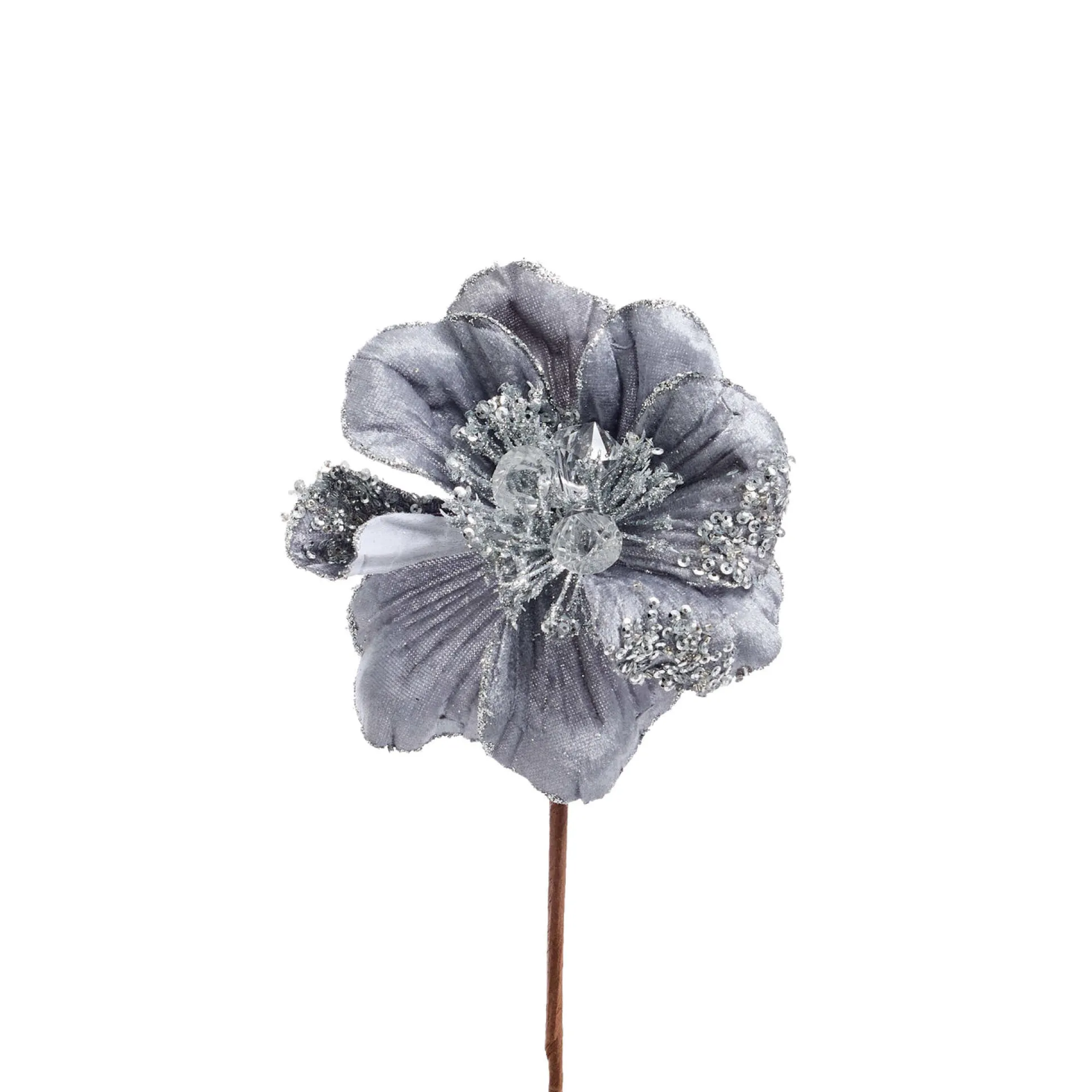 Silver Magnolia Flower With Jewels