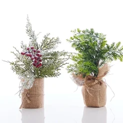 Snow Capped Tree With Burlap (31Cm) - Berries