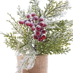 Snow Capped Tree With Burlap (31Cm) - Berries