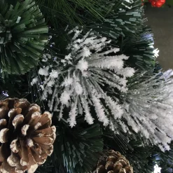 Snowy Fibre Optic Tree With Pinecones & Berries (1.8M)
