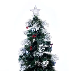 Snowy Fibre Optic Tree With Pinecones & Berries (1.8M)