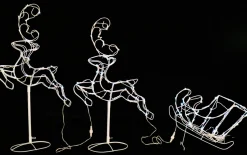 Solar White Leaping Reindeer With Sleigh