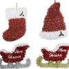 Tinsel Christmas Plaque Asst - Christmas Stocking