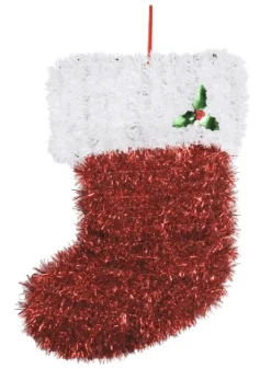 Tinsel Christmas Plaque Asst - Christmas Stocking