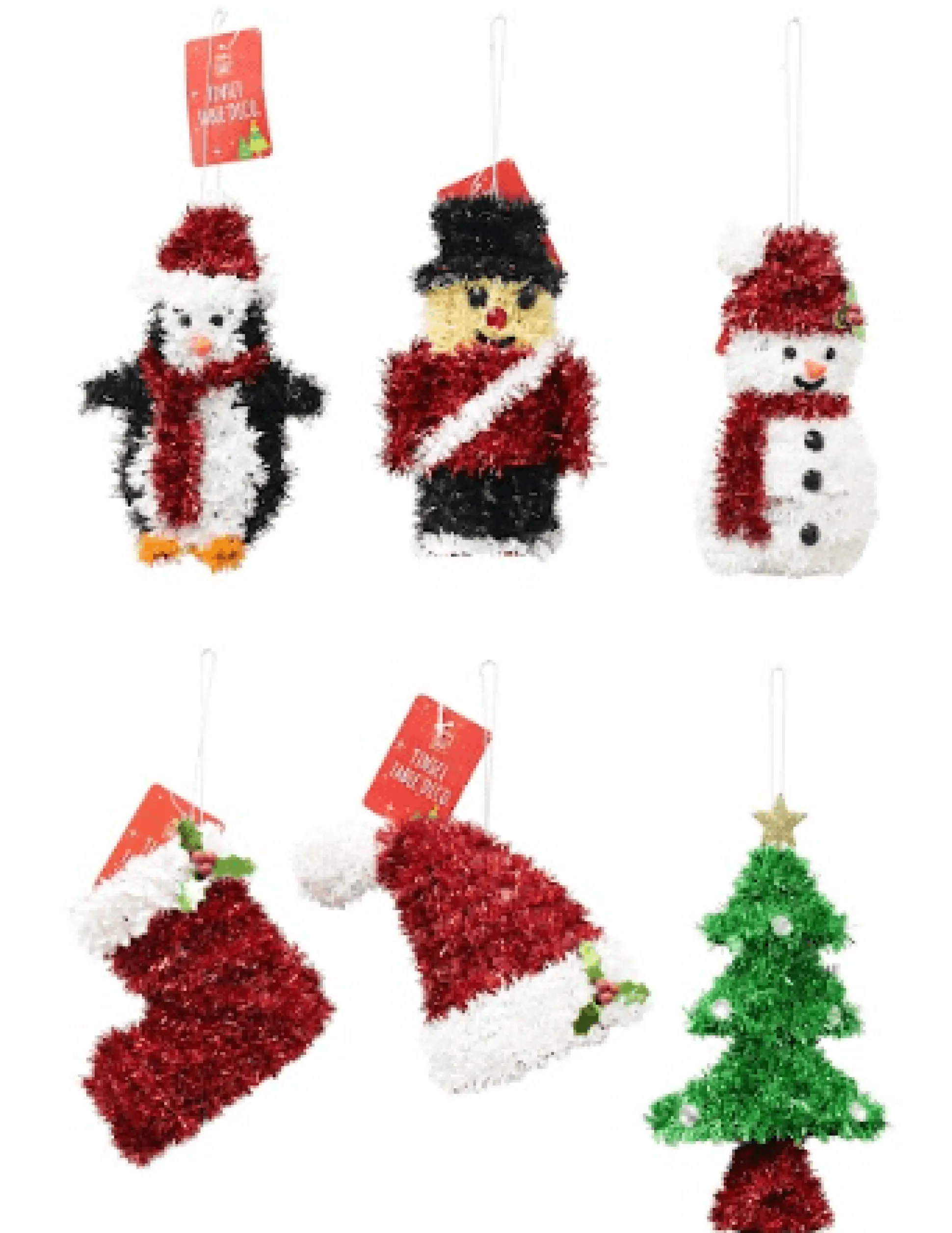 Tinsel Decoration 6 Asst - Penguin