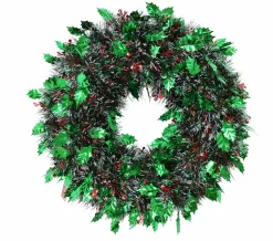 Tinsel Holly Berry Wreath (45Cm)