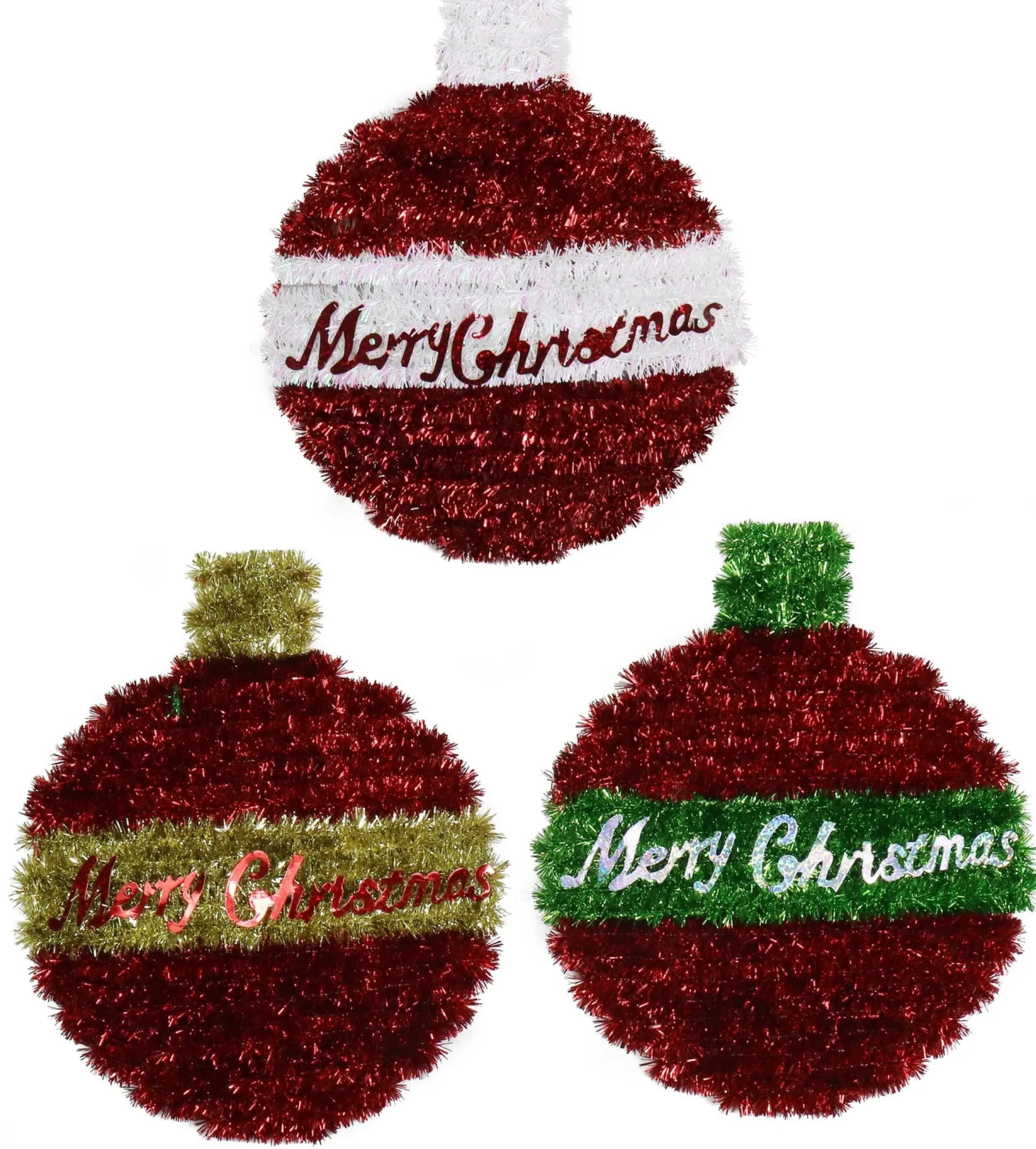 Tinsel Mini Bauble Plaque Asst (23Cm)