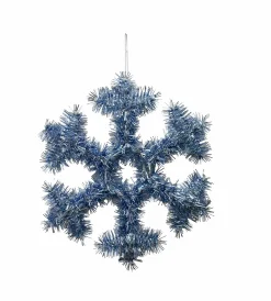 Tinsel Snowflake Decoration - Blue