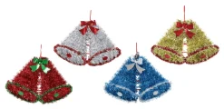 Tinsel Twin Bells Plaque Asst