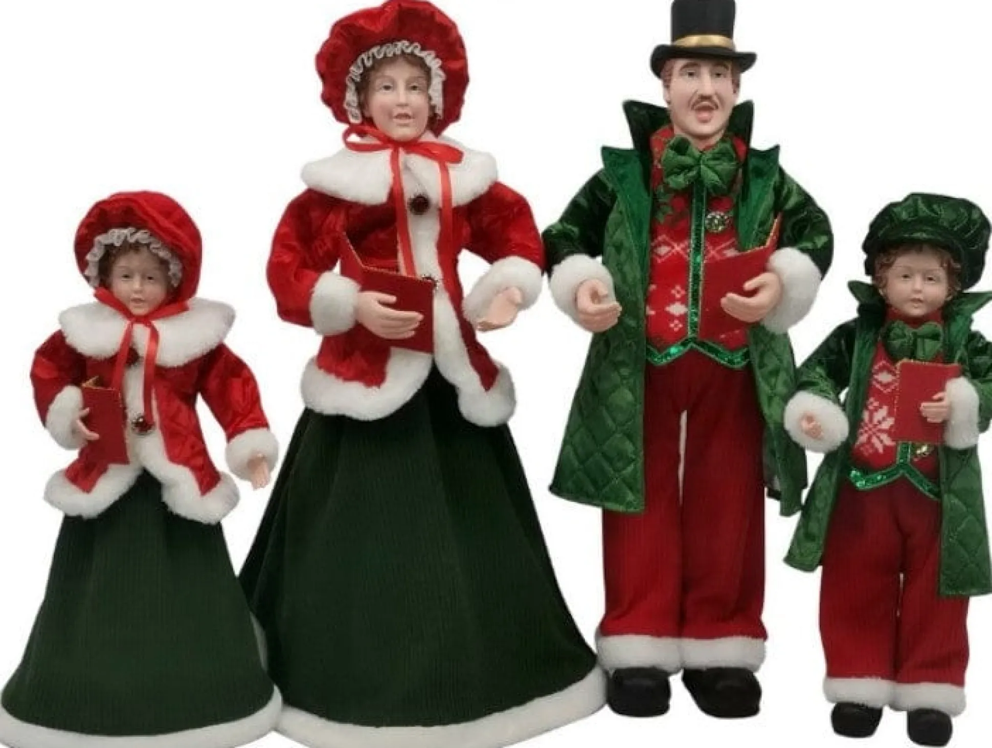 Traditional Red And Green Family Carolers (4Pc)