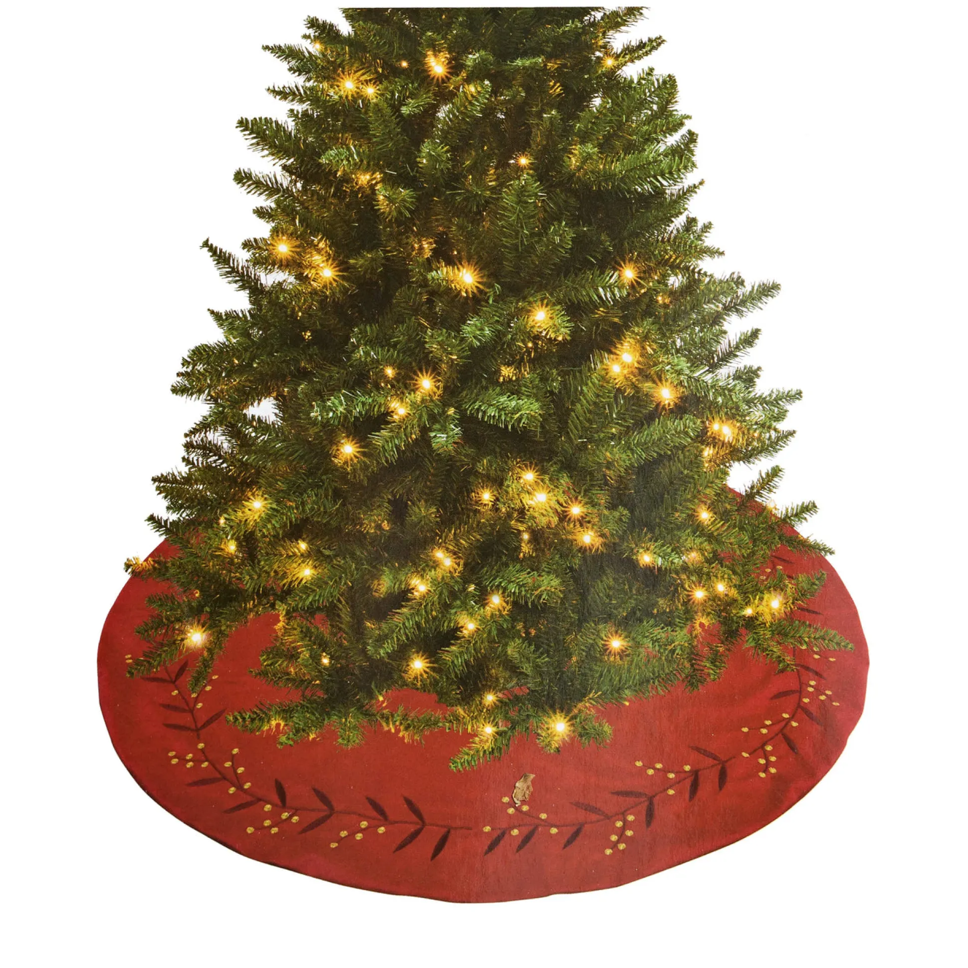 Velvet Berry Embroidered Tree Skirt (120Cm)