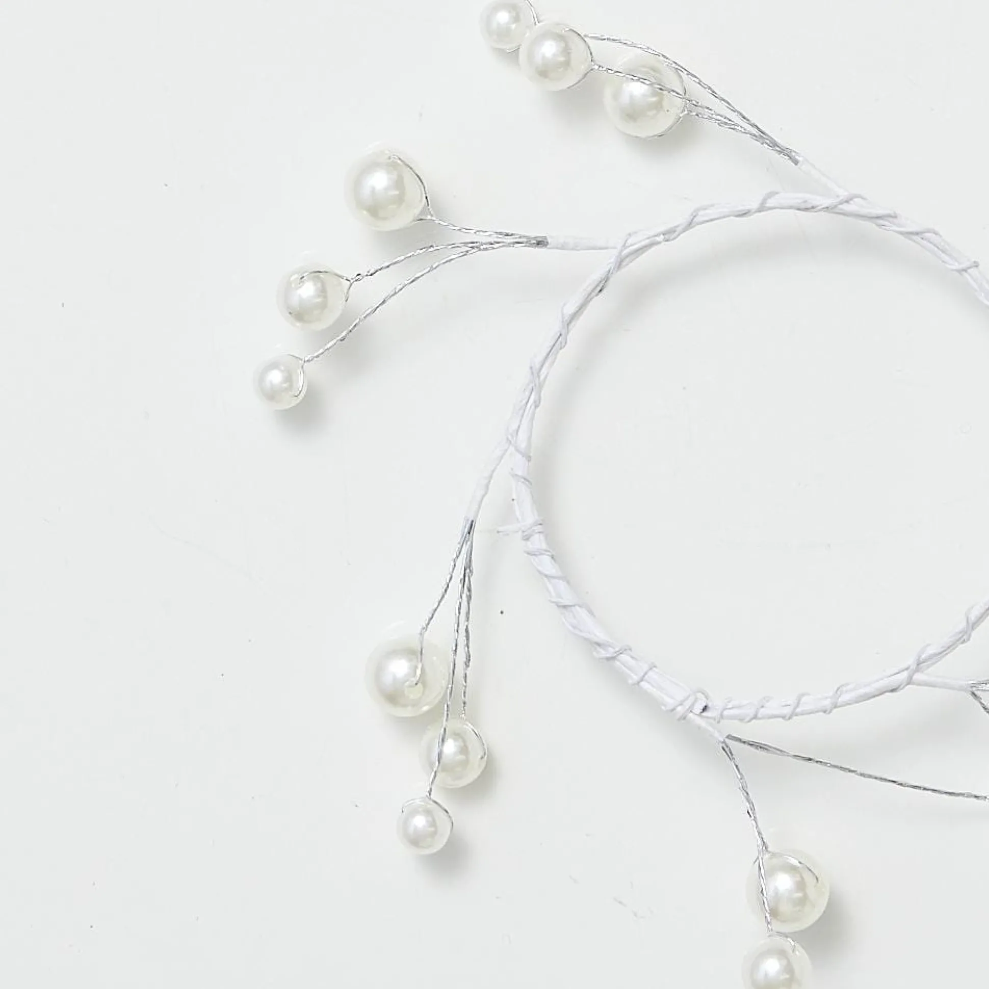 White Beaded Candle Wreath